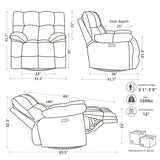Pationate Oversized Rocker Recliner Chair,Power Swivel Recliner for Living Room,Overstuffed Extra Wide Rocking Recliners with Breathable Soft Fabric,Up to 350lbs (Power, Blue) Pationate