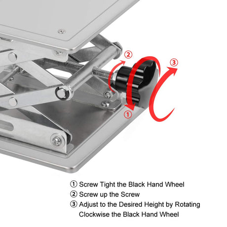 stonylab 6 x 6 inch Lab Scissors Jack, 150 x 150mm Stainless Steel Laboratory Support Jack Platform Lab Lift Stand Table, Expandable Lift Height Range from 75mm to 260mm, Support Weight 10KG stonylab