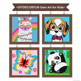 5D Diamond Painting Kits for Kids, Big Gem Diamond Arts Kits for Girls Boys，Alpaca Butterfly Easy Dot Painting Rhinestone Jewel Art，Panda Dog Whale Paint by Stickers for Kids 9-12 ages(6 PACK) DIYDECORFUN