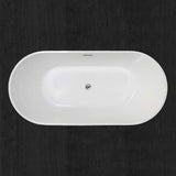 WOODBRIDGE 59" Acrylic Freestanding Bathtub Contemporary Soaking Tub with Brushed Nickel Overflow and Drain B0014B,White WOODBRIDGE