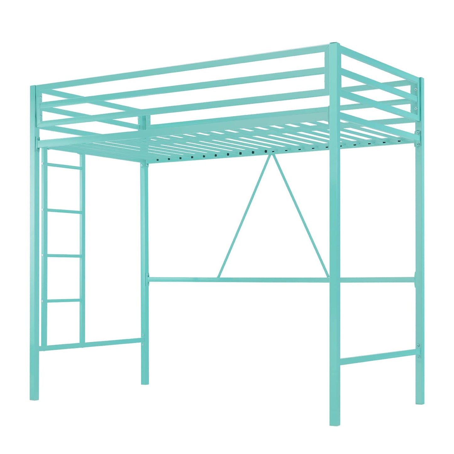 SHA CERLIN Loft Bed Twin Size with Ladder and Guardrail,Heavy Duty Metal Slats Support No Box Spring Needed Small Space Saving Furniture for Bedroom Dorm,Aqua Blue