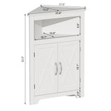 ChooChoo Corner Storage Cabinet, Small Corner Cabinet with Barn Door Design and Adjustable Shelf, Home Space Saver for Living Room, Bathroom, ChooChoo