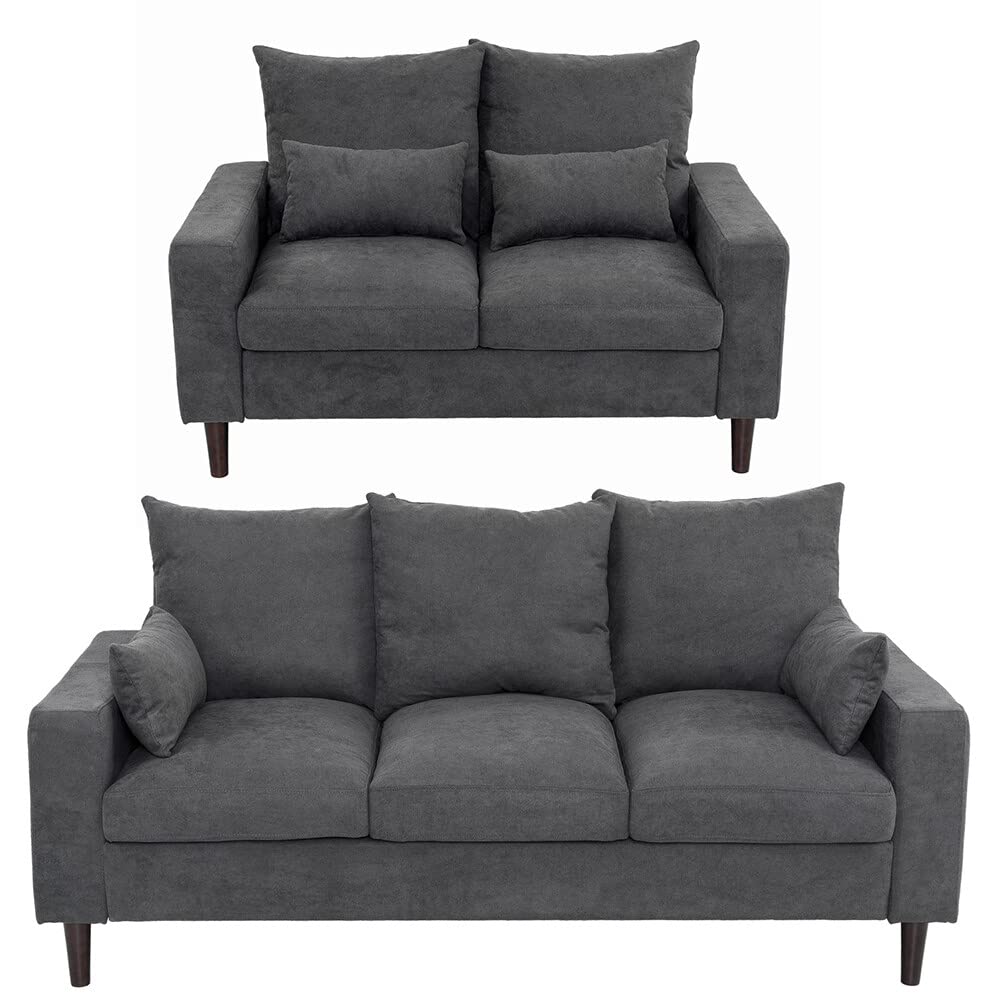 Panana 2 Seater & 3 Seater Fabric Corner Sofa Living Room Suite Set, Sofa Sets for Living Room, Grey