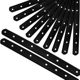 12Pack Straight Brackets Black,10Inch 250MM Mending Plate Metal Brackets for Brace, Heavy Duty Joining Plates for Wood Fence Bookcase Cabinet, Straight Brace Repairing Mending Plates REDOVANT