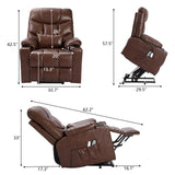 OQQOEE Power Lift Recliner Chair, Electric Recliners Chair for Elderly, PU Leather Massage Chair with Heat, Ergonomic Single Lounge Sofa Home w/Cup Holder, Theater Seating with 2 Pockets/USB OQQOEE