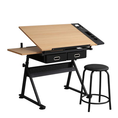 soges Drafting Table Art & Craft Drawing Desk Height Adjustable Wood Desk for Drawing, Painting, Writing and Studying