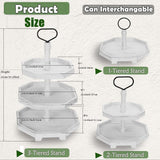 3 Tiered Tray Stand White Tier Serving Tray, Three Decorative Trays, Wooden Cupcake Stand 3 Tiered Farmhouse Tray for Home Decor(L 13.8” W 12.5” H 21.8”) MRPAPA