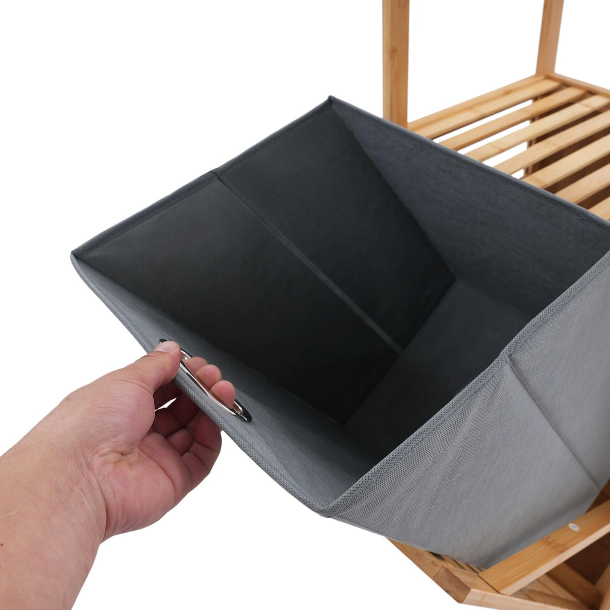 Xlsdlvcnxz Tilt Out Laundry Hamper with Shelves Bamboo Frame Non-Woven Basket for Clothes Storage Bathroom Organization Xlsdlvcnxz