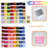 98 Color Embroidery Floss Cross Stitch Cotton Threads Bracelet String with Organizer Storage Cross Stitch Tools Embroidery Kit for Beginners Cross Stitch/Friendship Bracelets/Tassels/Crafts HDST-HOME