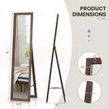 Tangkula Full Length Mirror with Stand, 61" x 14.5" Solid Wood Frame Floor Mirror, Free Standing Full Body Mirror for Living Room, Bedroom, Dressing Room, Cloakroom, Entryway, Brown (61" x 14.5") Tangkula