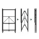FREGREE 50" H 4 Tier Foldable Storage Shelf with Wheels, Folding Shelving Loads 400 LBS, Metal Steel Garage Shelves, Rolling Standing Utility Rack for Kitchen, Pantry, Office, Black FREGREE