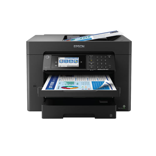 Epson Workforce Pro WF-7840 Wireless All-in-One Wide-Format Printer with Auto 2-Sided Print up to 13" x 19", Copy, Scan and Fax, 50-Page ADF, 500-sheet Paper Capacity, 4.3" Screen,Black