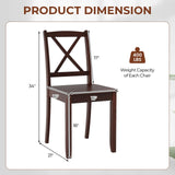 Giantex Wood Dining Chairs Set of 4, Armless Kitchen Chairs w/Rubber Wood Legs & Curved Backrest, Farmhouse Cross Back Diner Chairs, Wooden Side Chairs for Home Dining Room, Load 400 LBS, Brown Giantex