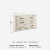 Signature Design by Ashley Cambeck Farmhouse Industrial 6 Drawer Dresser, Whitewash Signature Design by Ashley