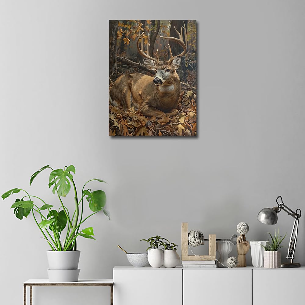 Diamond Art Kits for Adults, Deer Diamond Art Painting Deer in Forest DIY Diamond Paintings Crafts for Adults, 12x16 Inches TISHIRON