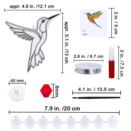 Winlyn 24 Sets Hummingbird Suncatcher Decorations DIY Window Paint Art Craft Kits Rainbow Bird Painting Kit for Kids Classroom Activities Birthday Spring Summer Camping Party Art Project Winlyn