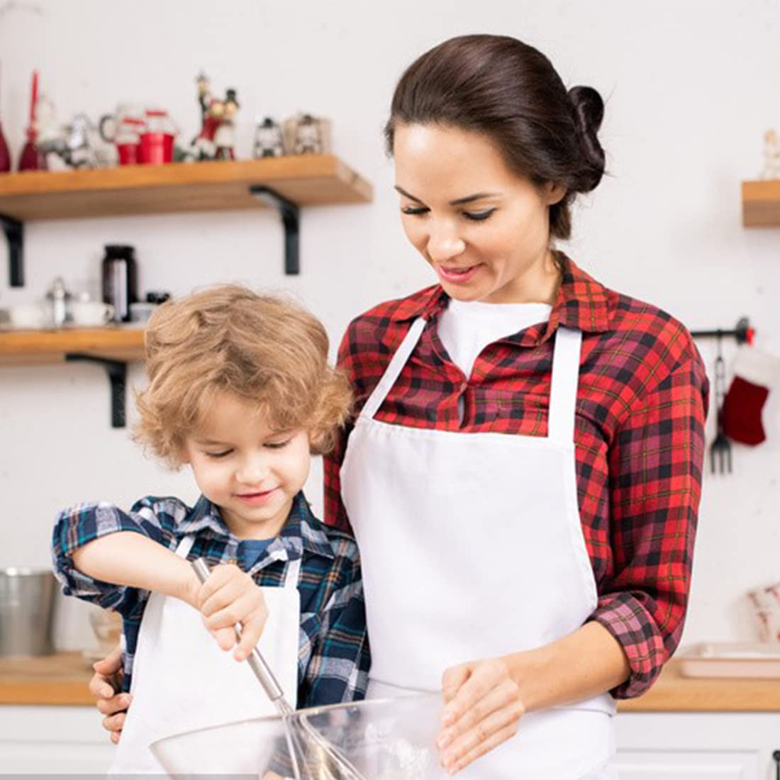 multifuns 12 pcs White Aprons Bulk Waterdrop Resistant for Women Men Kitchen Cooking Grilling Aprons with 2 Pockets (24x28 inch, White multifuns