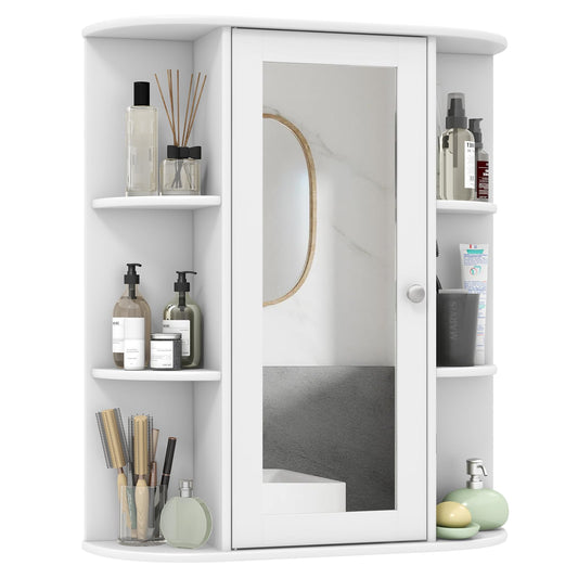 Tangkula Bathroom Cabinet, Single Door Wall Mount Medicine Cabinet with Mirror(2 Tier Inner Shelves)