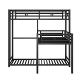 MaiDeHaoo L-Shaped Triple Bunk Bed, Twin Size Metal Triple Bunk Beds with Guardrails and Ladder, Heavy Duty Metal Bunk Bed for 3 People, Noise Free, Easy Assembly, Black MaiDeHaoo
