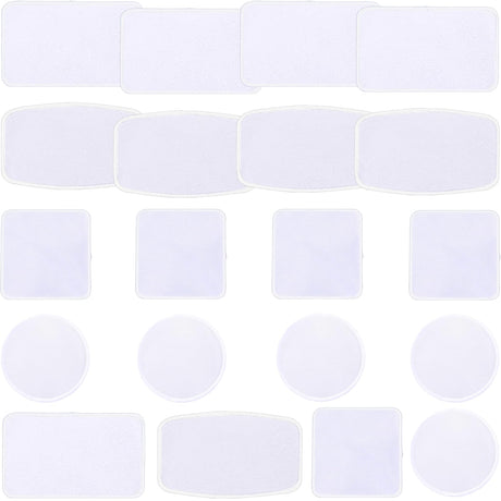 iFForce Sublimation Patches - Iron-on Blank Patches 4 Shapes for DIY Hats Jeans - Self Adhesive Stick to Cosmetic Bags Mobilephone Computer (20pcs White Border) iFForce