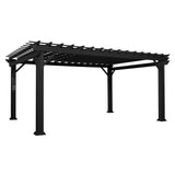 Backyard Discovery Stratford 16' x 12' Traditional Galvanized Steel Pergola Kit with Shade Sail Canopy, Powder-Coated Finish, All-Season Durability, High-Wind Rating for Outdoor Patio, Deck, Garden Backyard Discovery