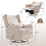 Harkawon Wingback Glider Rocking Recliner, Swivel Rocker Recliner Chair, Nursery Rocking Chair, Fabric Chair with Lumber Support, High Back, Deep Seat, for Living Room, Bedroom, Beige Harkawon