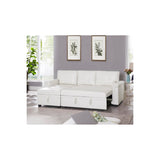 Naomi Home Transform Any Space: Sleeper Sectional Sofa with Convertible Sofa Bed & Inviting Chaise. Find Tranquil Comfort with Stress-Relieving Design & Durable Cushions - White/Air Leather Naomi Home