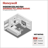 Honeywell Ceiling Fans Glen Alden, 52 Inch Classic Flush Mount Indoor LED Ceiling Fan with Light, Pull Chain, Quick-2-Hang Dual Finish Blades, Reversible Motor - 50520-01 (White) Honeywell Ceiling Fans