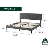 ZINUS King Maya Upholstered Bed Frame with Asymmetric Headboard, Durable Wooden Slats, Sturdy Framework, Noise Free Sleep, No Box Spring Needed, Easy Assembly, Eco Friendly Packaging, Dark Grey ZINUS