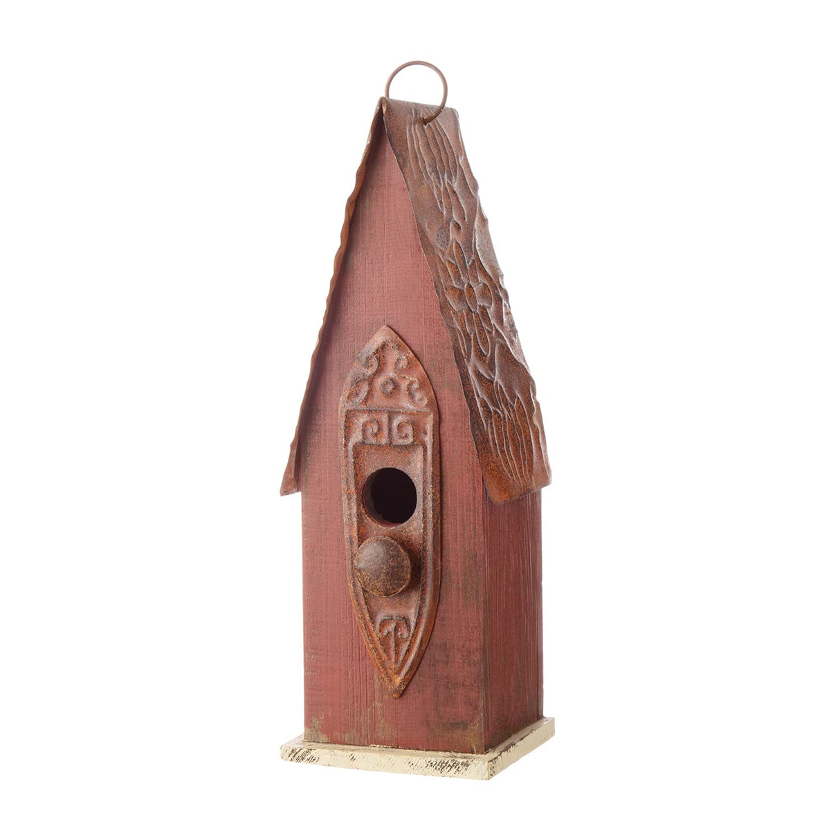 Glitzhome Hand Painted Distressed Hanging Wood Bird House for Outdoors 13.25" H Glitzhome