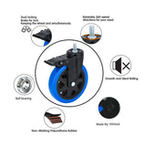 6 inch Casters Heavy Duty Swivel Threaded Stem Caster Wheels with 1/2''-13x1''Dual Locking Wheel with Brakes Pack of 4 for Workbench Furniture Carts Load Bearing 2000 Lbs YOOGAA