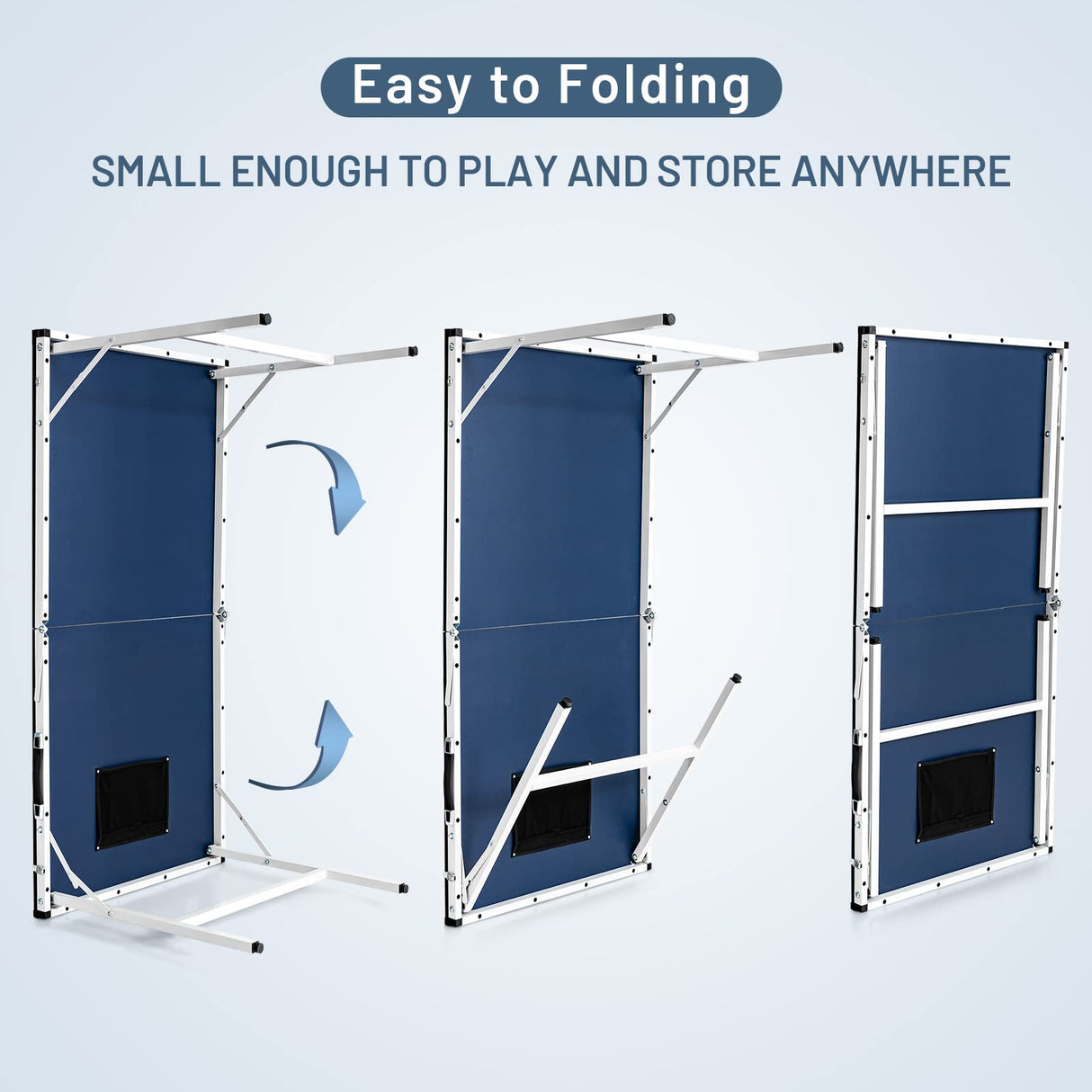 Tiktun Ping Pong Table, Foldable Tennis Table,with 2 Table Tennis Paddles and 3 Balls, Indoor/Outdoor Portable Table Tennis Game with Net,Blue,Medium Tiktun