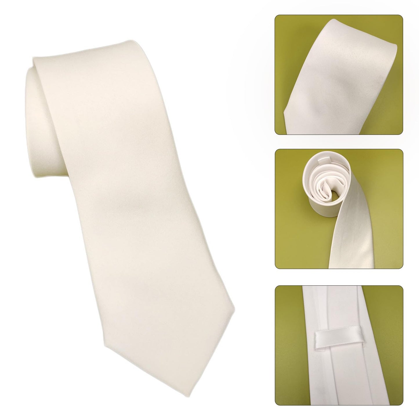 YANIYA Male Blank Sublimation Necktie Solid Color White Embryo DIY Neck Tie for Casual Formal Wedding Party Business Occassion