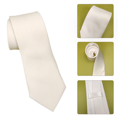 YANIYA Male Blank Sublimation Necktie Solid Color White Embryo DIY Neck Tie for Casual Formal Wedding Party Business Occassion