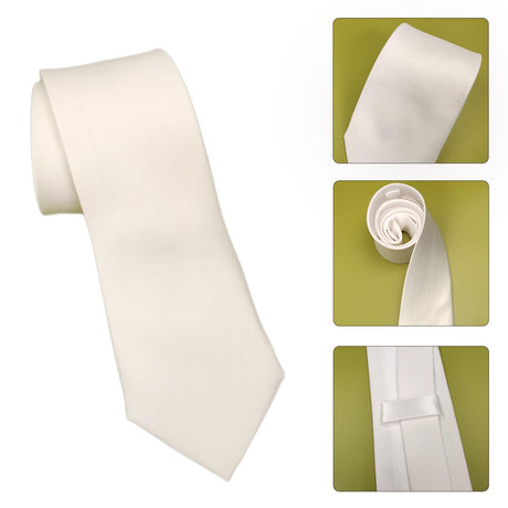 YANIYA Male Blank Sublimation Necktie Solid Color White Embryo DIY Neck Tie for Casual Formal Wedding Party Business Occassion YANIYA