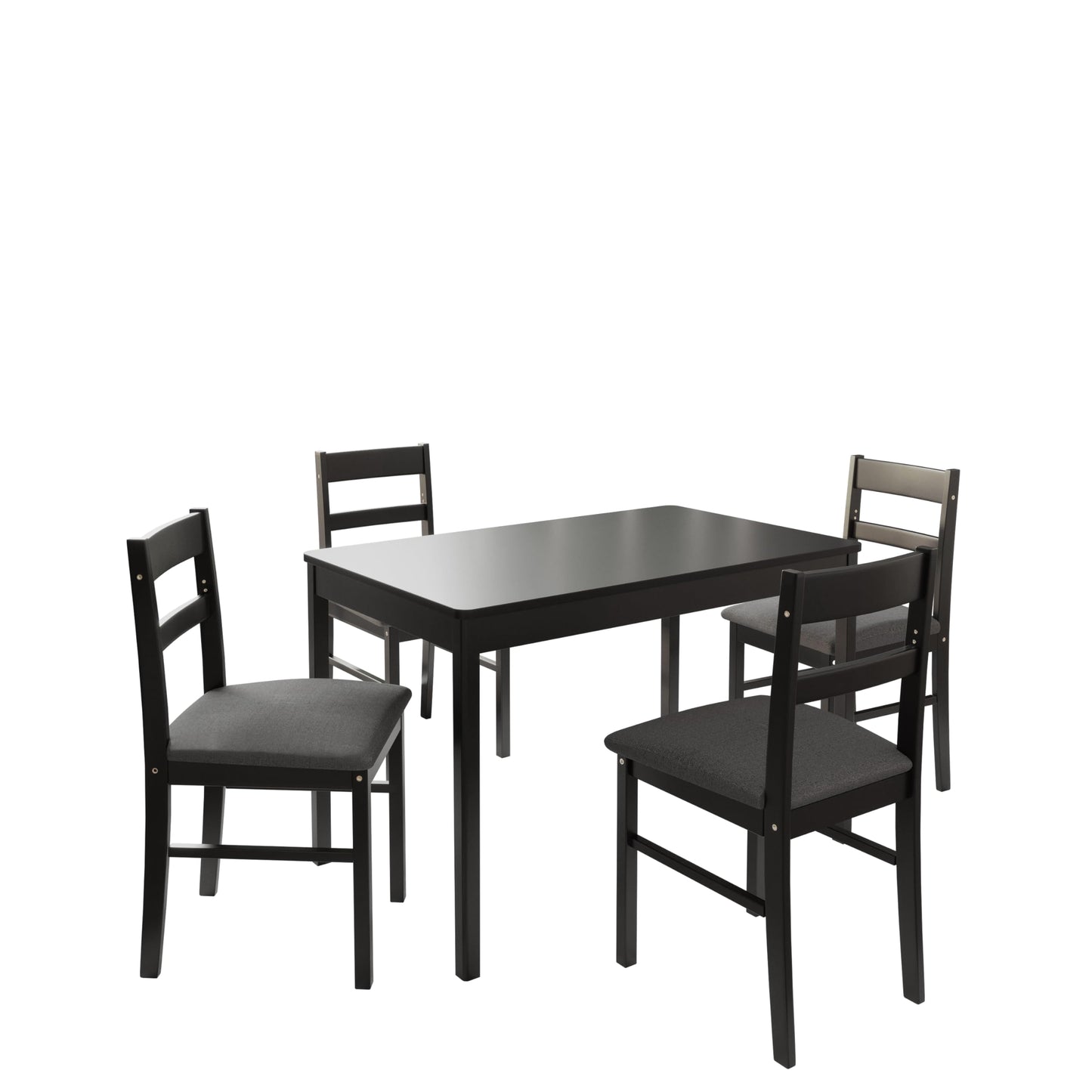 Orweiin 5-Piece Solid Wood Indoor Modern Rectangular Dining Table Set for 4,Table and 4 Chairs Set with Soft Cushions for Kitchen,Bar,Living Room,Breakfast Nook,Black - WoodArtSupply