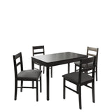 Orweiin 5-Piece Solid Wood Indoor Modern Rectangular Dining Table Set for 4,Table and 4 Chairs Set with Soft Cushions for Kitchen,Bar,Living Room,Breakfast Nook,Black Orweiin