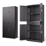 DNA MOTORING 71'' Metal Storage Cabinet, Locking Tool Cabinet with 1 Drawer and Adjustable Shelves, Lockable Heavy Duty Metal Locker for Garage,Office,Home,Gym, Black, TOOLS-00629-BK-BK-A DNA MOTORING