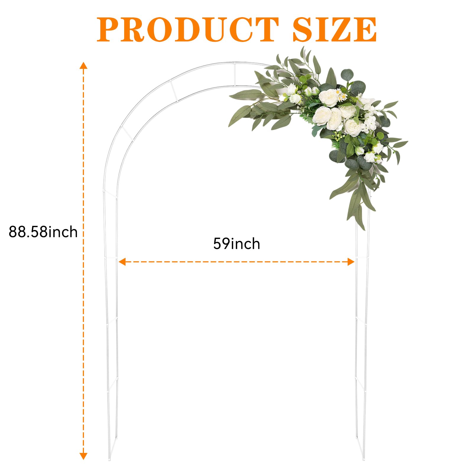 Adorox 7.8ft Backdrop Stand - Balloon Arch Kit, Stable Balloon Arch Frame, Metal Wedding Arch for Wedding Birthday Party Baby Shower Decoration(White) - WoodArtSupply