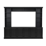97.4"W Elegant 4-Piece Wall Unit Entertainment Center with Bookshelf for TVs Up to 70", Versatile TV Stand with Adjustable Shelf and Bridge, Mid-Century Media Console for Living Room (Black/TV) Hlcodca
