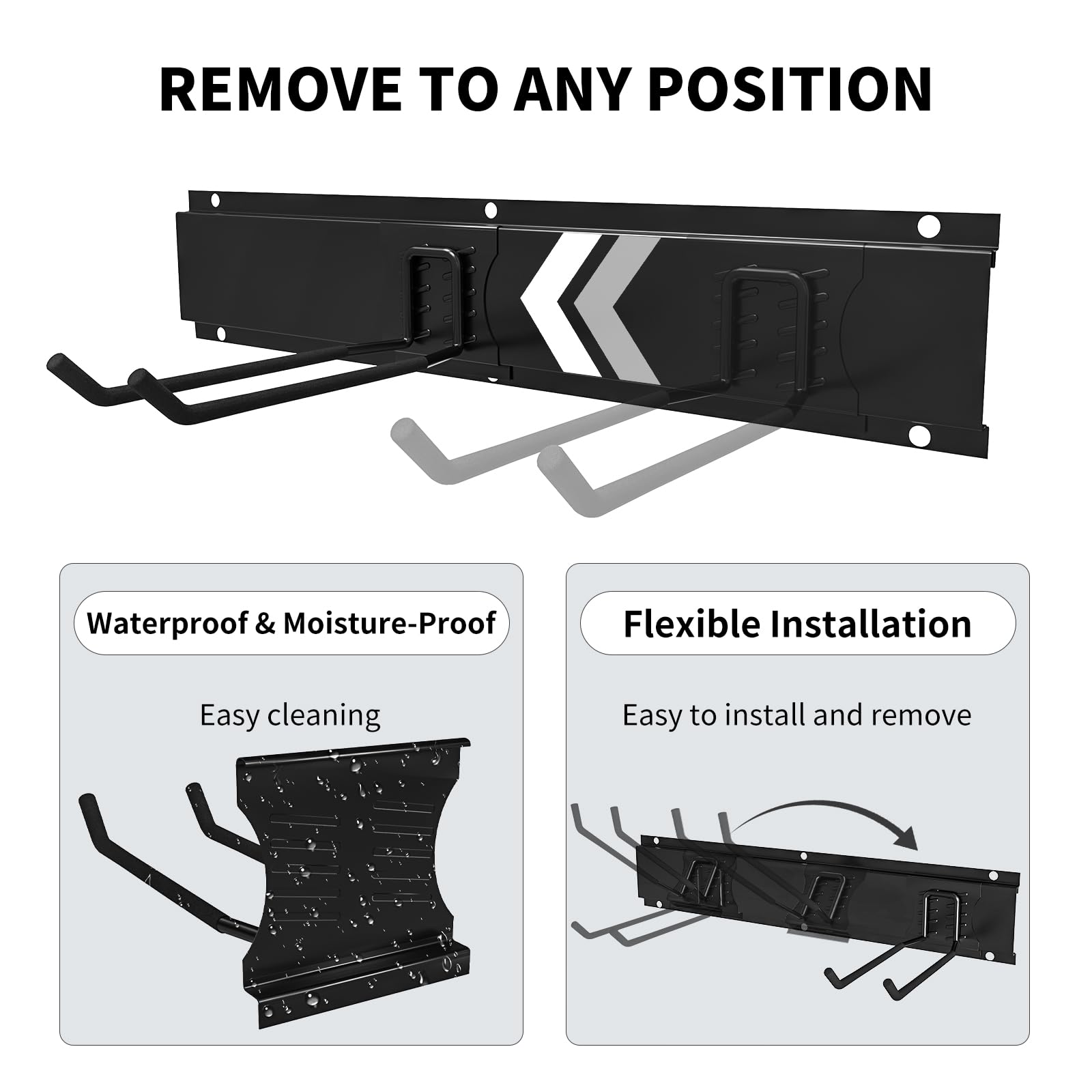 96 Inch Garden Tool Organizer, Wall Mount Tool Storage Rack, Heavy Duty Yard Tool Organizer for Garage With 20 Adjustable Hooks Max Load 1500 LBS Garage Shelving for Hanging Rake, Shovels, Tr - WoodArtSupply