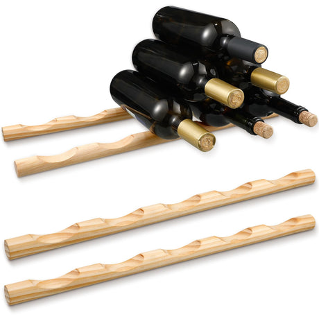 Barydat 4 Pcs Compact Wooden Wine Rack Wood Wine Bottle Holder Countertop Wine Holder Stand Display Wine Rack Shelf Small Stackable Wine Bottle Storage Organizer for Cabinet Fridge Tabletop Bar Barydat