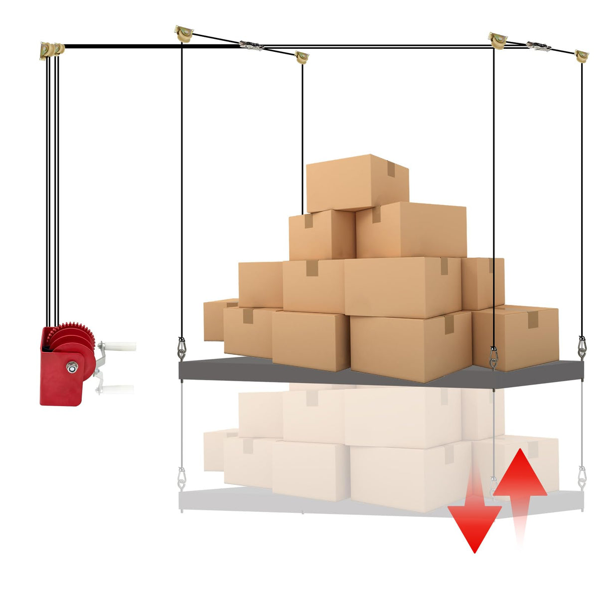 ReyetRentu Overhead Garage Storage Rack - Heavy-duty Lifting Garage Ceiling Storage Rack,Adjustable Organization System, 300lbs Weight, Easy Installation & Operation ReyetRentu