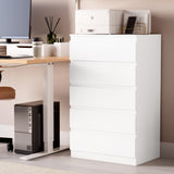 OtterOasis White Wood Dresser for Bedroom, 5 Drawer for Clothes Storage, Modern Dresser with Wide Drawers, Wide Wooden Chest Drawers for Living Room, Entryway, TV Stand OtterOasis