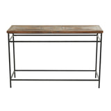 Deco 79 Metal Console Table with Brown Wood Top, 48" x 16" x 30", Black Deco 79