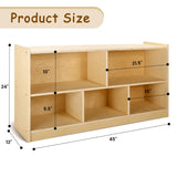 Wingyz Natural Wood 5-Section Montessori Bookshelf & Toy Storage Organizer for Kids Wingyz