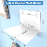 FENTEC Floating Book Shelves for Wall, Wall Mounted Invisible Floating Bookshelf, Heavy-Duty Hanging Bookshelves, Hidden Book Shelf Metal Wall Book Holder for Bedroom Home Office, 6-Pack White FENTEC