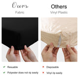 homing 2 Pack Rectangle Table Cloth, Elastic Fitted Fabric Tablecloth Fits for 6 Foot Folding Tables, Washable Table Cover for Picnic, Camping, Indoor & Outdoor (Black, 30" x 72") homing