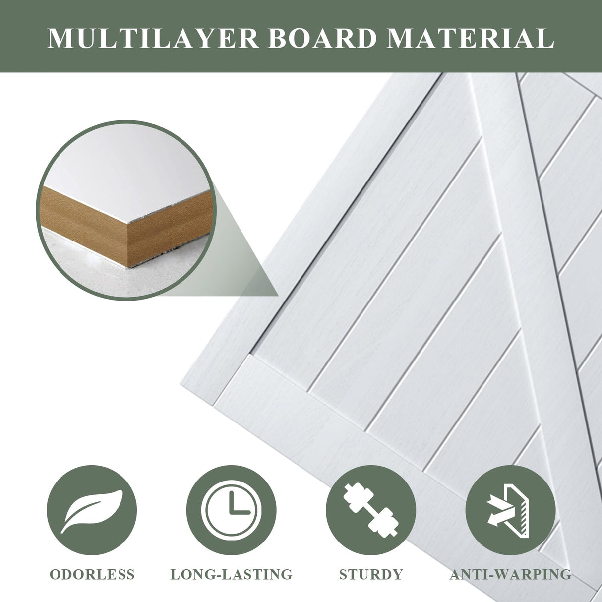 ARK DESIGN 42 x 84inch Sliding Barn Door with 7FT Sliding Door Hardware Kit Included, Pre-Drilled Holes Easy Assembly - Solid MDF Slab Covered with Water-Proof PVC Surface, White,H-Shaped Frame ARK DESIGN