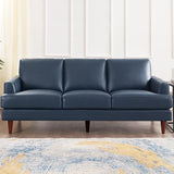 Hydeline Cassia Top Grain Leather Sofa Couch, 80", Bristol Navy, Memory Foam and Pocket Coils Hydeline